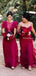 Mismatched Charming Red Chiffon Long Cheap Bridesmaid Dresses, BDS0015