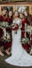 Charming V-neck Short Sleeves Burgundy Velvet Tea-length Long Cheap Bridesmaid Dresses, BDS0018