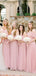Mismatched Charming Pink Chiffon Long Cheap Bridesmaid Dresses, BDS0020