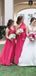 Mismatched Charming Simple Hot Pink Long Cheap Chiffon Bridesmaid Dresses, BDS0017