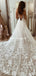 Spaghetti Strap Lace Appliqued Tulle A-line Long Cheap Wedding Dresses, WDS0063