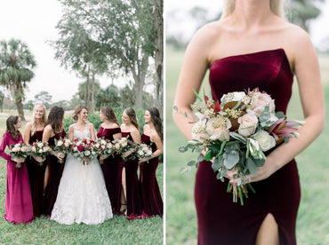 Mismtached Burgundy Velvet Mermaid Long Cheap Bridesmaid Dresses, BDS0072