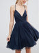 Navy Halter Blue Cheap Homecoming Dresses Under 100, CM404