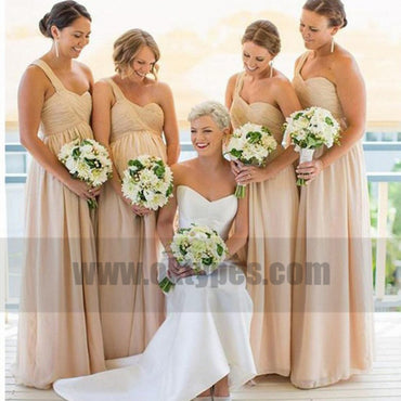 One Shoulder Bridesmaid Dresses, Fetching Long A-line Ruffles Zipper Bridesmaid Dresses, TYP0726