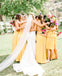 Newest Hot Selling Mismtached Yellow Elastic Silk Long Cheap Cute Wedding Party Bridesmaid Dresses, TYP2045