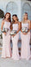 Strapless Mermaid Pink Double FDY Long Cheap Charming Bridesmaid Dresses, BDS0034