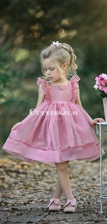 Simple Cute Tulle Dusty Pink Sleeveless Popular Little Girl Dresses, TYP0990