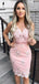 Charming V-neck Pink Lace Cheap Short Homecoming Dresses, HDS0008