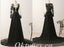 Elegant Black Lace And Tulle Long Sleeve A-Line Long Prom Dresses,PDS0798