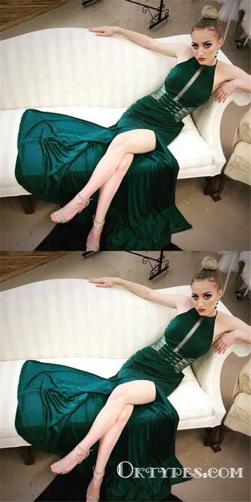 Gorgeous Mermaid Green Long Formal Prom Dresses with Slit, TYP1738