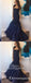 Navy Blue Sweetheart Long Mermaid Lace Organza Prom Dresses With Beaded, TYP1613
