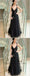 A-Line V-Neck Long Cheap Black Evening Prom Dresses with Appliques&Sequins, TYP1293