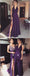 A-Line V-Neck Sleeveless Grape Chiffon Prom Dresses with Split, TYP1331