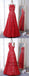 A-Line Jewel Sleeveless Long Cheap Red Lace Prom Dresses Online, TYP1303