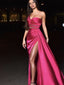 Gorgeous One Shoulder Split Stain A-line Cheap Long Prom Dresses, PDS0153
