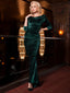Elegant Dark Green Long Sleeves Velvet Mermaid Cheap Long Prom Dresses, PDS0152