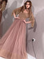 Elegant Blazing Long Sleeves Tulle A-line Cheap Long Prom Dresses, PDS0150