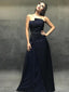Formal Strapless Navy A-line Long Cheap Prom Dresses, PDS0110