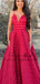 Fashion A Line Spaghetti Straps Red Long Evening Prom Party Dresses, TYP1516
