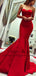 Mermaid Sweetheart Long Sweep Train Red Satin Prom Dresses, TYP1505