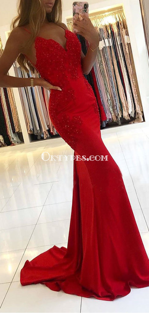 Sexy Backless Lace Beaded Mermaid Long Evening Prom Dresses, Evening Party Prom Dresses, PDS0093
