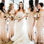 Mermaid Round Neck Rose Gold Sequined Bridesmaid Dresses with Beaded, TYP1772