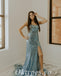 Sexy Sequin Spaghetti Straps Sleeveless Side Slit Mermaid Long Prom Dresses With Feather,PDS0807