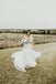 Simple V-neck Long Sleeve Tulle Long Wedding Dresses With Applique, TYP1568