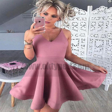 Spaghetti Straps Pink Cheap 2018 Homecoming Dresses Under 100, TYP0824