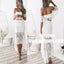 Two Piece Off-the-Shoulder White Lace Homecoming Party Dresses, TYP0964