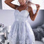 Pretty Spaghetti Straps Short cheap Blue Lace Homecoming Dresses, TYP1042