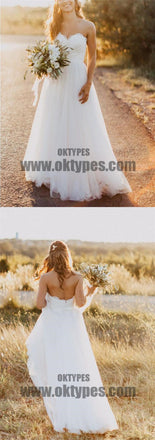 Sweetheart Lace A-line Cheap Custom Long Wedding Bridal Dresses, TYP0498