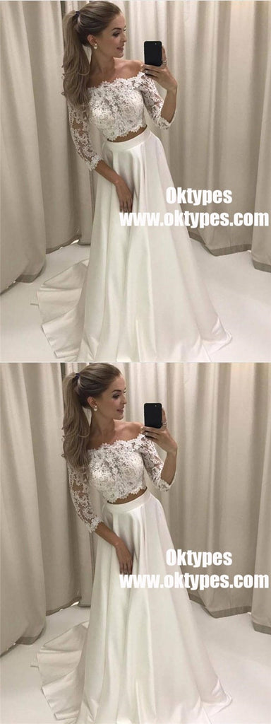 Cheap Long Sleeves Sexy Two Pieces Wedding Dresses Online, TYP0838