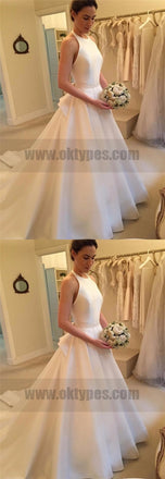 Cheap Modern Wedding Dresses, Halter Wedding Dresses, Satin Wedding Dresses, TYP0758