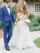 Charming Off-The-Shoulder V-neck Lace Mermaid Long Cheap Wedding Dresses, WDS0014