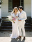 Simple V-neck Long Sleeves Ivory Chiffon A-line Long Cheap Wedding Dresses, WDS0024