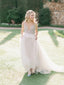 Charming Spaghetti Strap V-neck Iovry Organza A-line Long Cheap Wedding Dresses With Beaded, WDS0013
