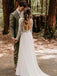 Elegant Scoop Long Sleeve Chiffon with Lace Backless Ivory Long Cheap Wedding Dresses, WDS0021