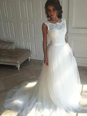 Illusion Lace A-line Cheap Wedding Dresses Online, Cheap Lace Bridal Dresses Online, TYP1176