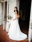 Elegant V-neck Simple Long A-line V-back Cheap Wedding Dresses, TYP1982