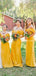 Elegant Yellow Satin Mermaid Long Cheap Charming Bridesmaid Dresses, BDS0022